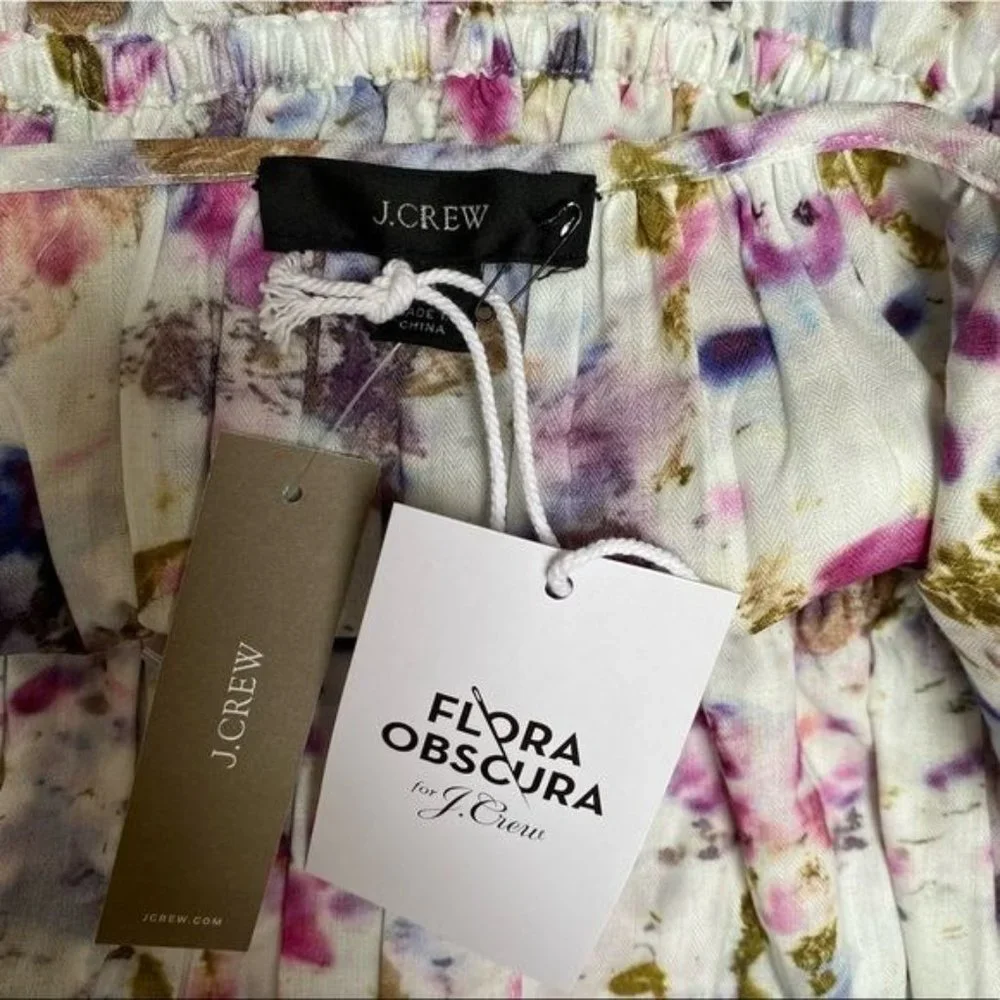 J. Crew x Flora Obscura Blouse Cinched-waist Top in Kaleidoscope Floral NWT
